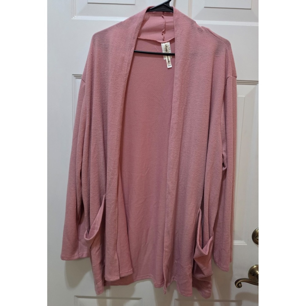 Simply Irresistible Dusty Rose Open Front Cardigan Pockets Pink Plus Size 3X